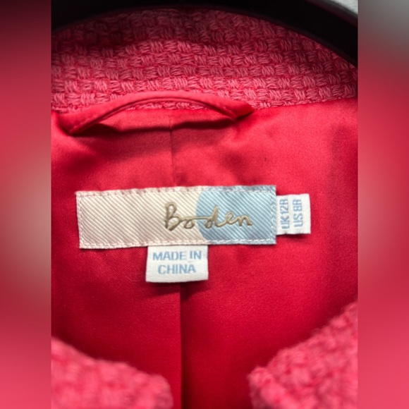 Boden pink wool blend jacket with scalloped hem size 8 - Picture 5 of 15